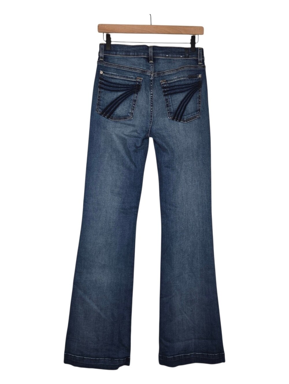 7 For All Mankind Womens Dark Wash Flare Original Dojo Trouser Denim Jeans 27